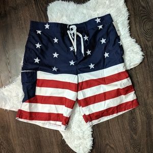 Bioworld American Flag Swim Trunks XXL